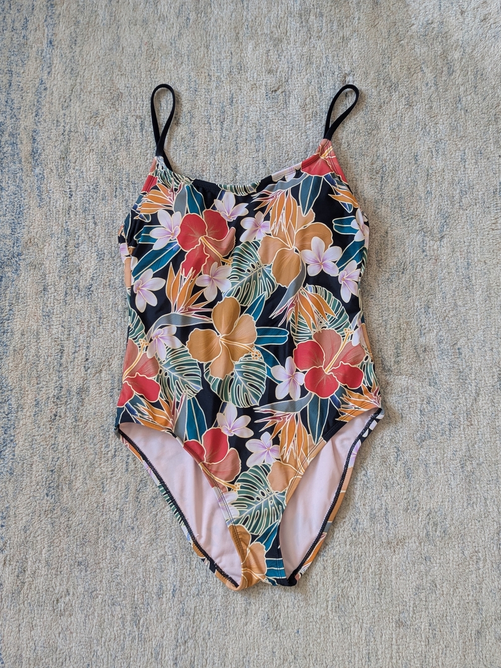 Hurley Black Floral Tropical One-Piece Swimsuit